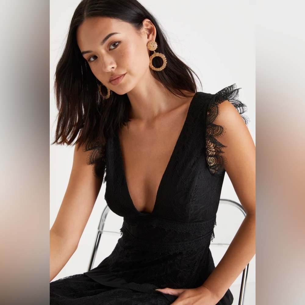 Lulus Marvelous Darling Black Lace Ruffled Tiered Maxi Dress - Picture 3 of 13